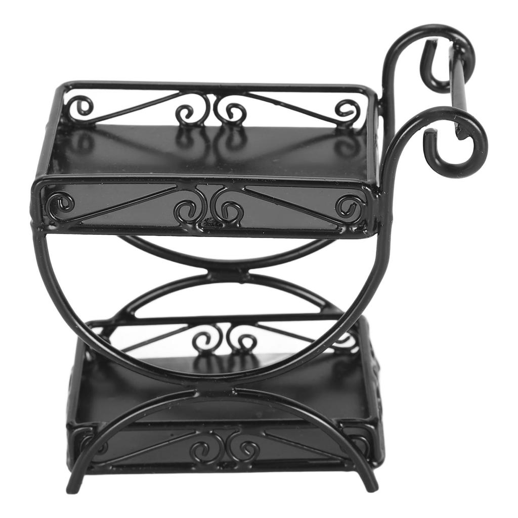 1: 12 Miniature Garden Cart Exquisite Details Metal Dollhouse Flower Cart Ornaments Accessory Black