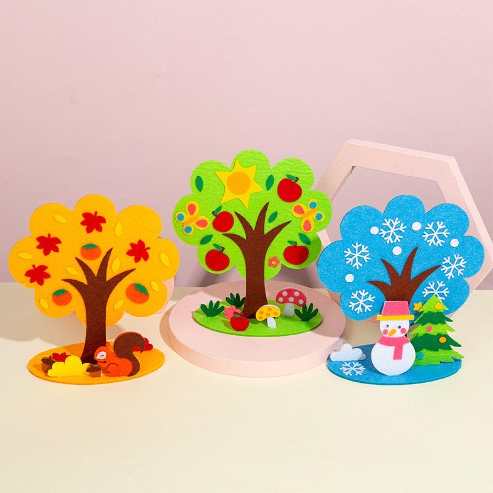 Vibrant Colors Felt Tree Kit Non-Woven Fabric Kids Puzzle Toy DIY Craft Kit Kindergarten Education
