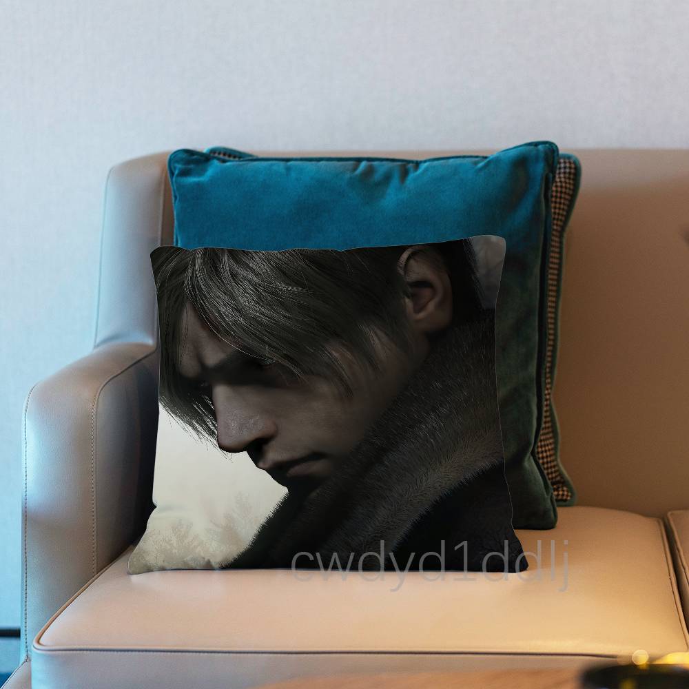 Чехол для подушки Leon Kennedy Resident Evil 4 Короткий плюш Декоративный подарок для дивана Домашний Двусторонний принт Подушка 30cmx30cm
