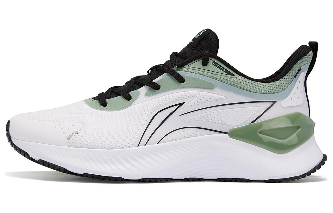 Li Ning YueYing 3.0 Амортизирующие износостойкие дышащие низкие кроссовки для бега мужские Бело-зеленые ARHU023-3 39.5