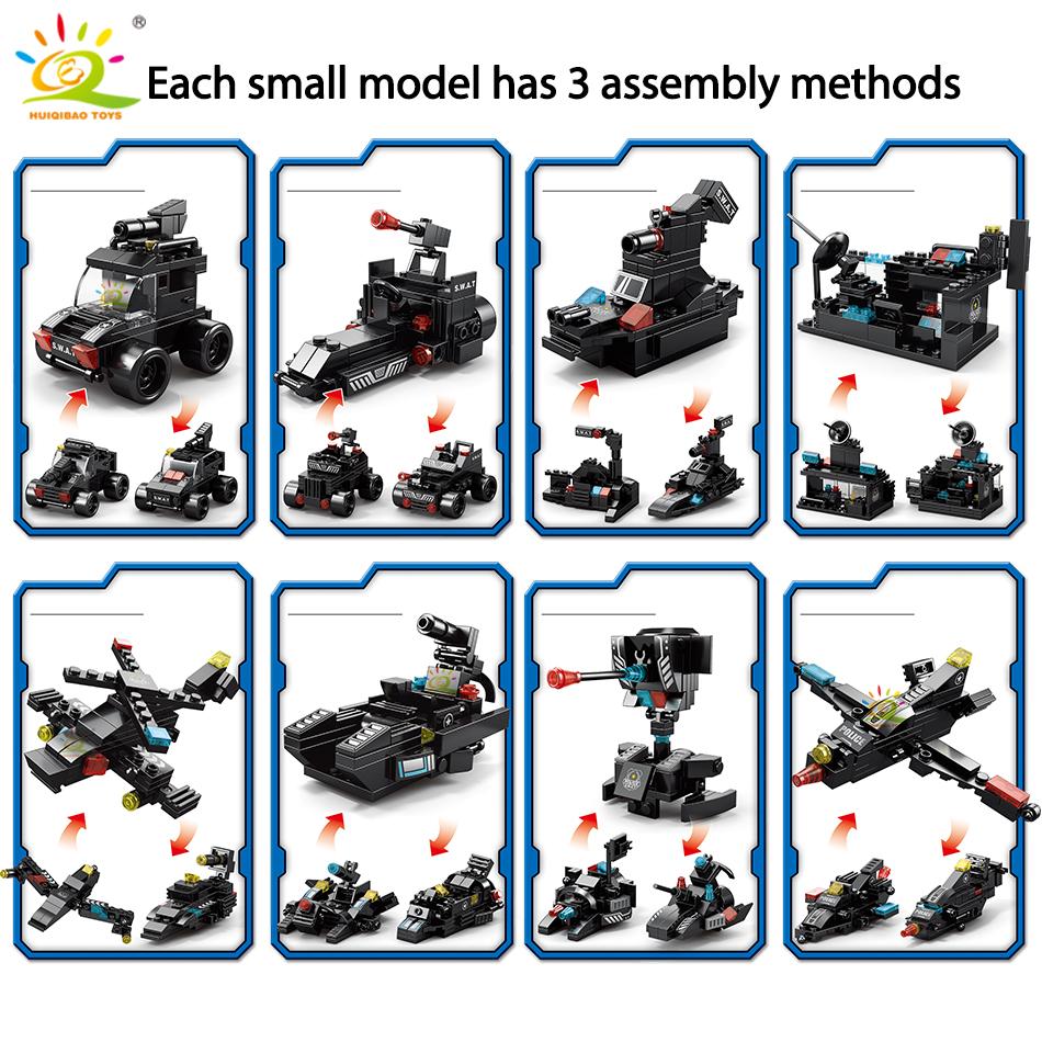 Non-Toxic Swat Police Truck Model Building Blocks City Helicopter Vehicle Car Figures Bricks Educational Toy For Children Gift