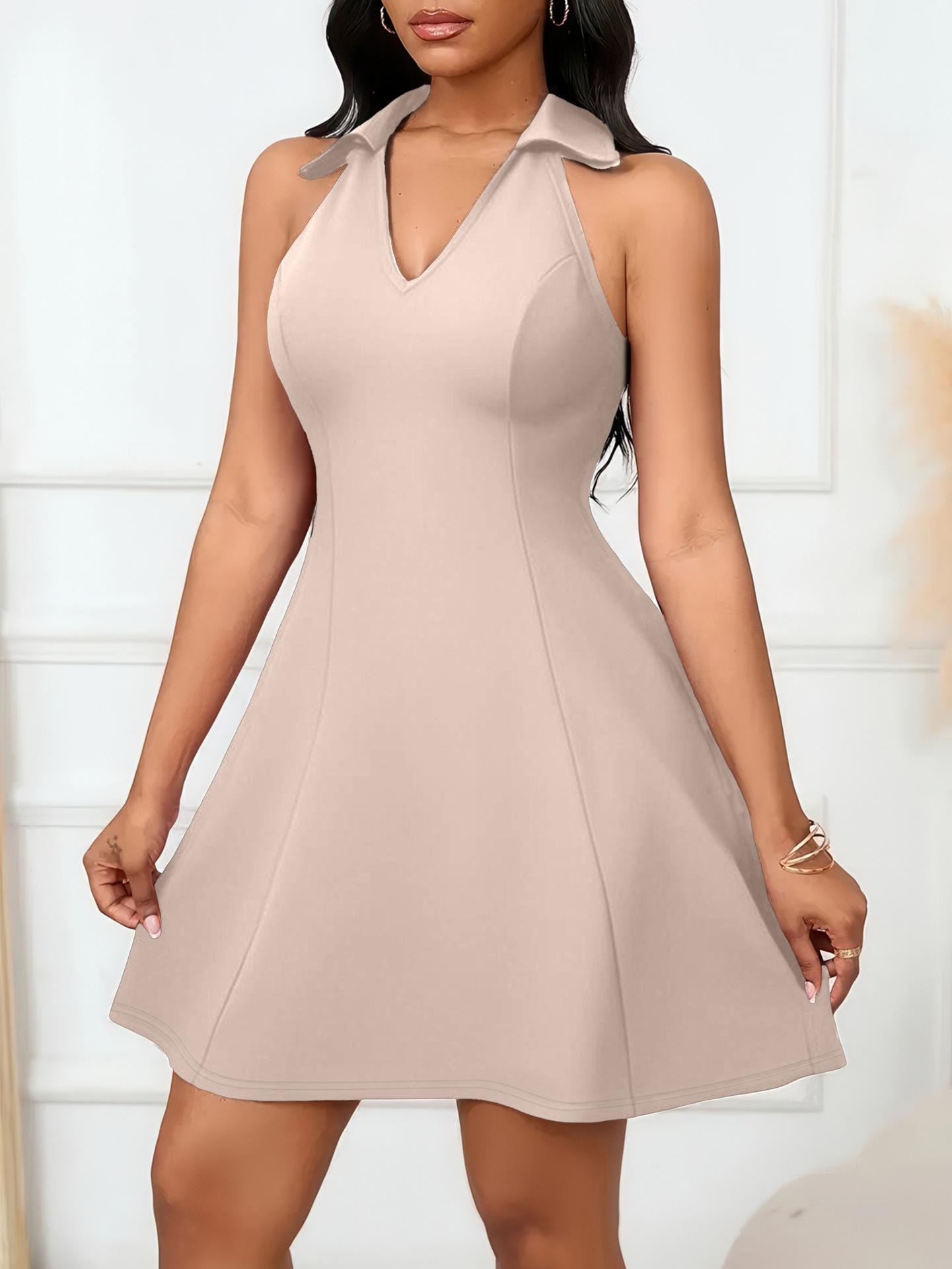 Women s 2026 European & American Lapel Sexy Hot Girl Skirt - Versatile Casual Dress XL абрикосовый