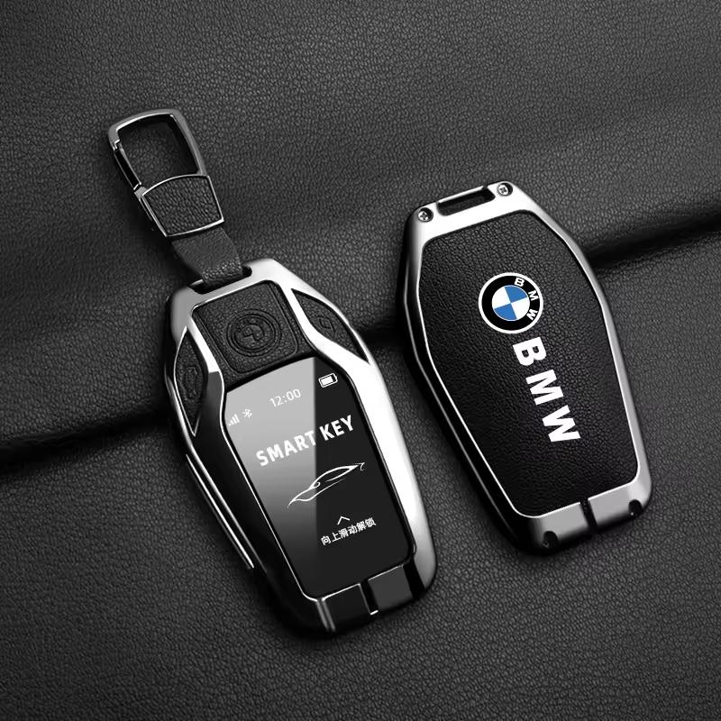 Leather Metal Car Smart Remote Key Case Cover Gift Key Bag For BMW 5 7 Series X3 X4 X5 X7 G30 G31 G11 G12 G01 GT G32 I8 Sticker Vdkc30