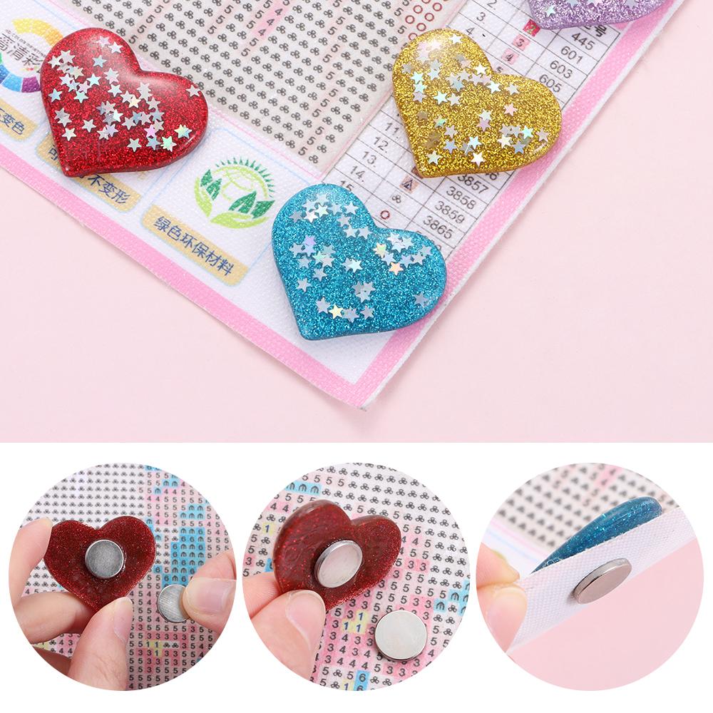 Pentagram Heart Diamond Painting Cover Holder Magnet Cover Core Fridge Magnet Star Diamond Painting Tool Cross Stitch Accessory