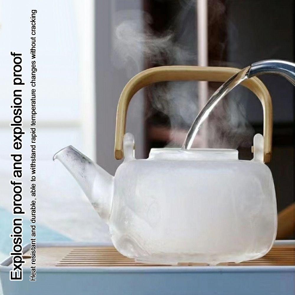 1000ml Glass Teapot Wood Handle Tea Maker New Boiling teapot Home Office