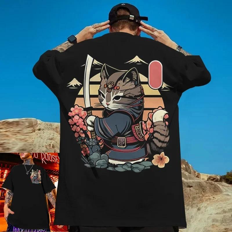 

Japanese Classic Manga Samurai Demon Mask Graphic Print T-Shirt Men Women Summer New Tee Casual Streetwear Harajuku Top Loose Oversized Short Sleeve XXXL коричневий