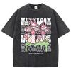 Creative Mushroom Letter Print Women Washed T-Shirt O-Neck Casual T Shirts Cotton Soft Clothes Loose Short Sleeves