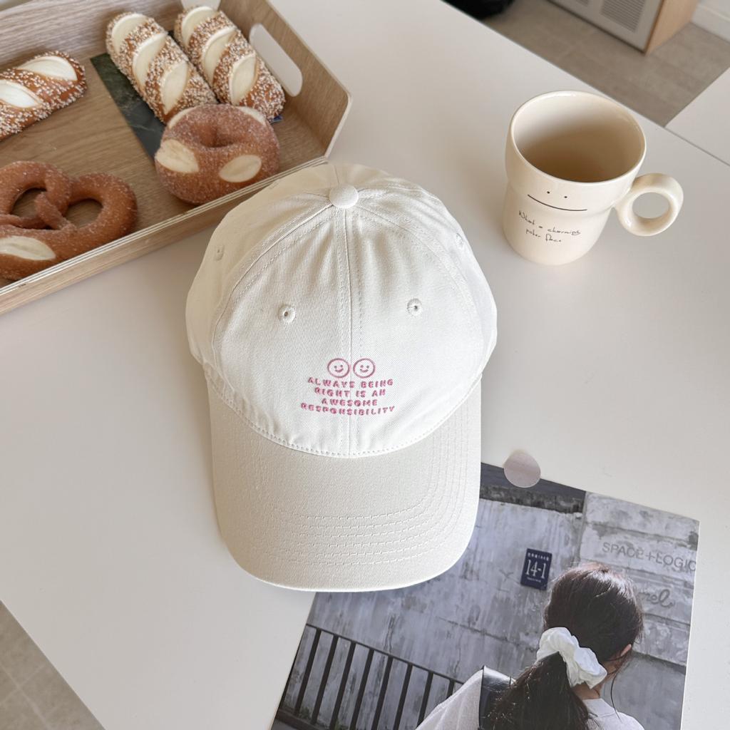 Fashion Baseball Cap Spring And Summer Female Smiley Face Letter Face Small Versatile Sunshade Cap