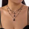 Minimalistische Halloween-Halskette Vintage Schwarzer Kristall Tropfenform Fransen Mehrschichtig Gotischer Schmuck Für Damen Herren Elegant Party Geschenk