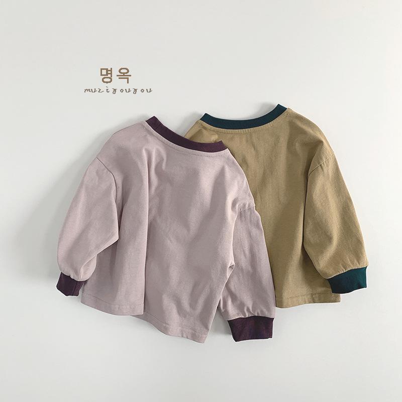 Kids Long Sleeve T Shirt Casual Round Neck Basic Tops For Unisex Boys Girls