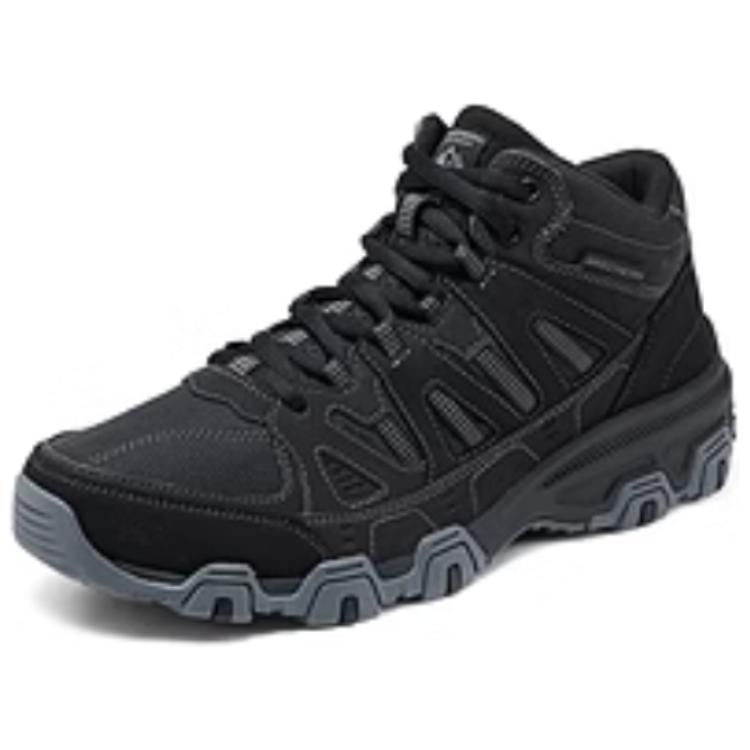 Skechers Outdoor Comfortable Breathable Supportive Rebound Mid-Top Hiking Shoes Men Hiking Shoes Black Gray 237612-BKCC