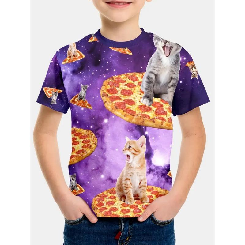 2025 Kids Clothes Summer Cartoon Astronaut Round Neck Short Sleeve Graphic T Shirts Fun Children's Clothing T-Shirt for A Boy