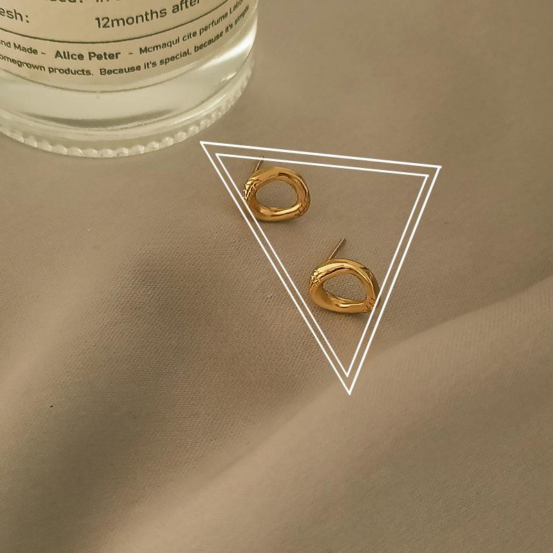 

Classic Simple Irregular Ellipse Little Stud Earrings for Women Cute Temperament Stainless Steel Korea Fashion Zircon Accessory золотой