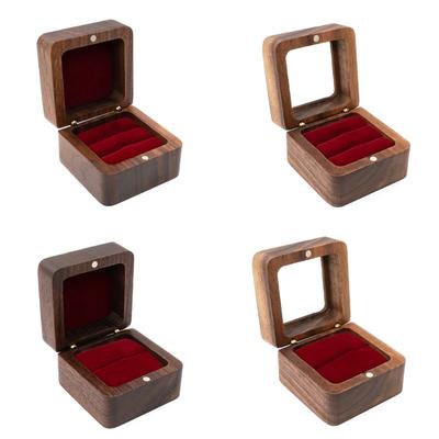 Stabile Holzschmuck-Aufbewahrungsbox Elegante doppelte Holz-Ringe-Box für Hochzeits- und Verlobungszeremonie-Aufbewahrung