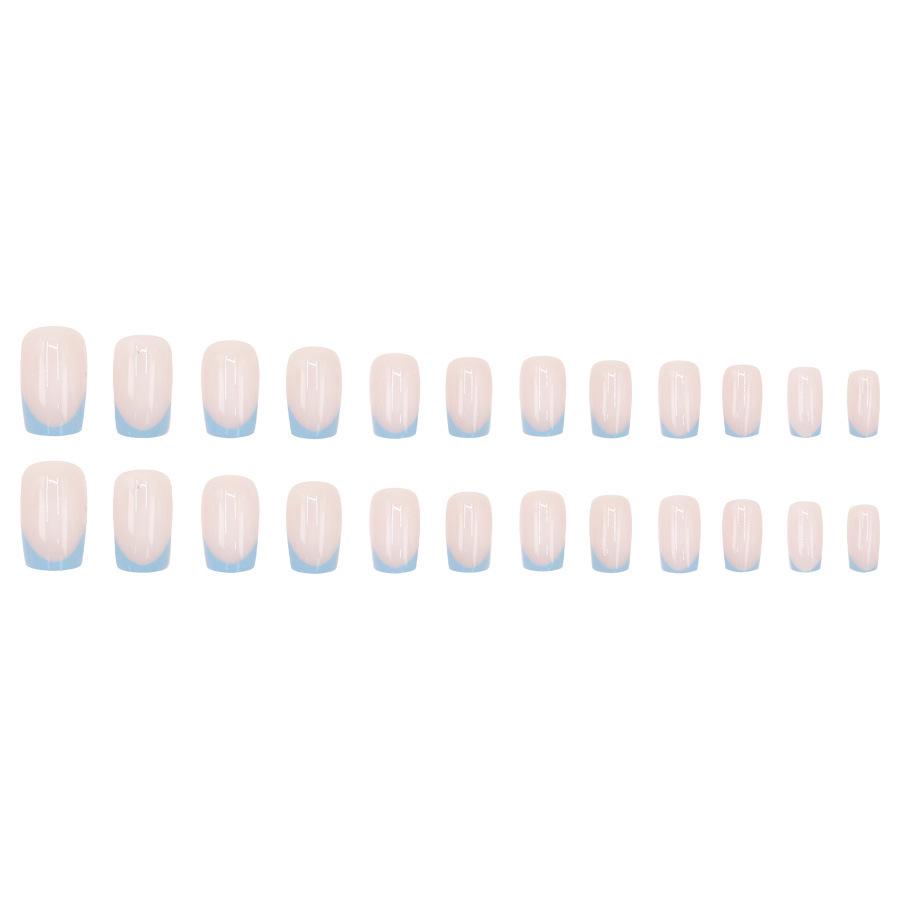 Schickes minimalistisches blaues französisches Nageldesign: Frische, Süße und Sanfte Abnehmbare Tragbare Nägel
