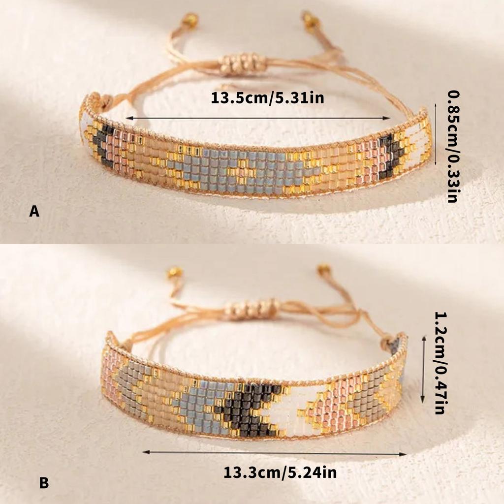 User Friendly Bohemian Inspired Woven Bracelet Colorful Glass Beads Design for All Day Comfort Sensitive Skin Safe Material