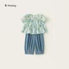 Girl Summer Floral Dress Set With Cotton Fabric For Children Aged 3 To 8 Years
