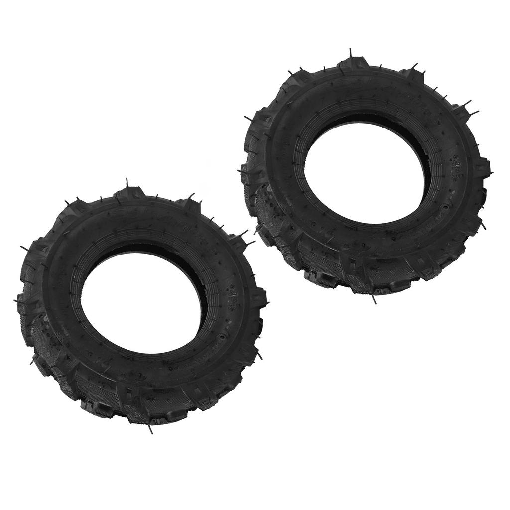 Sada 2 bezdušových pneumatik 4.00 8 4 plátnových s nosností 672 lb Gumová pneumatika pro zahradní traktor pro kultivátor, rýhovač, sněhovou frézu
