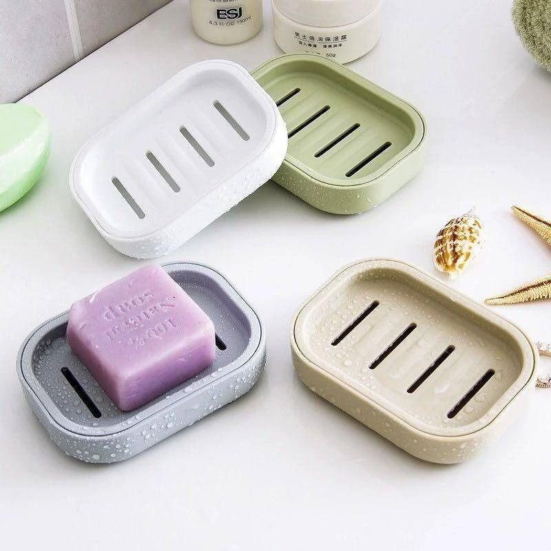 Jabonera de drenaje de doble capa para baño, soporte creativo para jabón de plástico