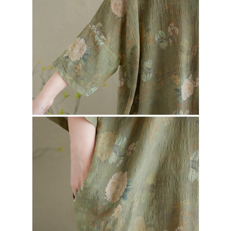 DIMANAF 2025 Summer Women Plus Size Dress Vintage Floral Buttons Casual Loose Long Oversized Dress New