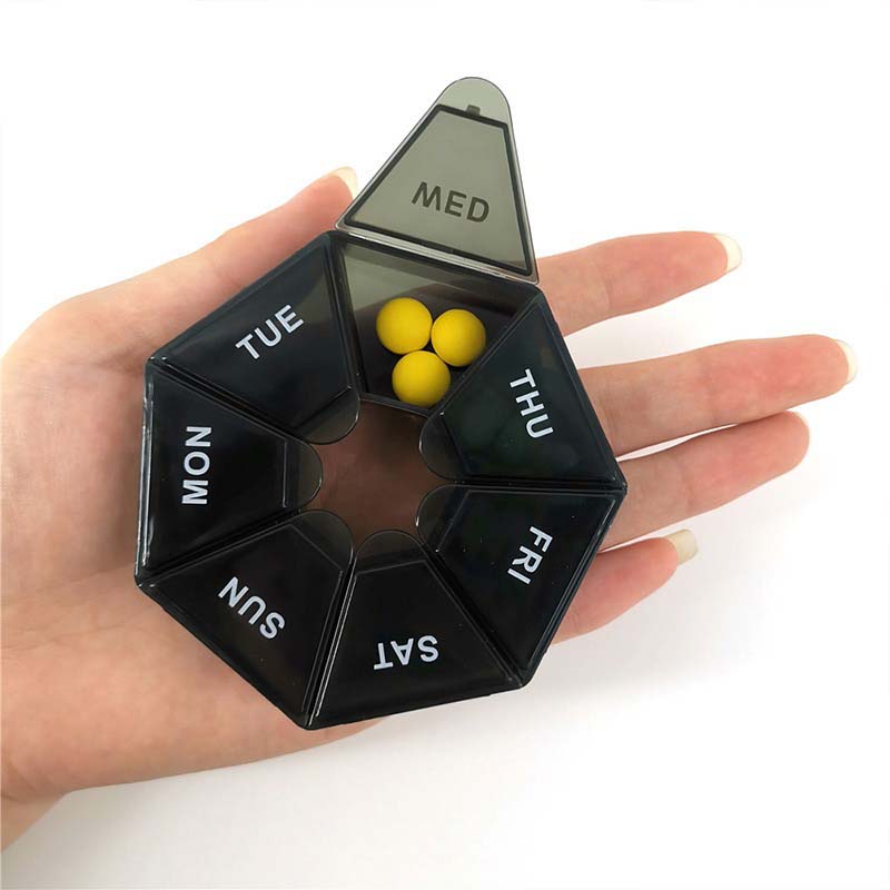 Mini Diamond-Shaped 7-Compartment Weekly Pill Organizer Portable Travel Vitamin Case Tablet Storage Box Medication Dispenser