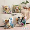 Watercolor Pet Dog Cushion Cover Short Plush Double-Sided Print Square Throw Pillow Covers Sofa Home Cushion Decor