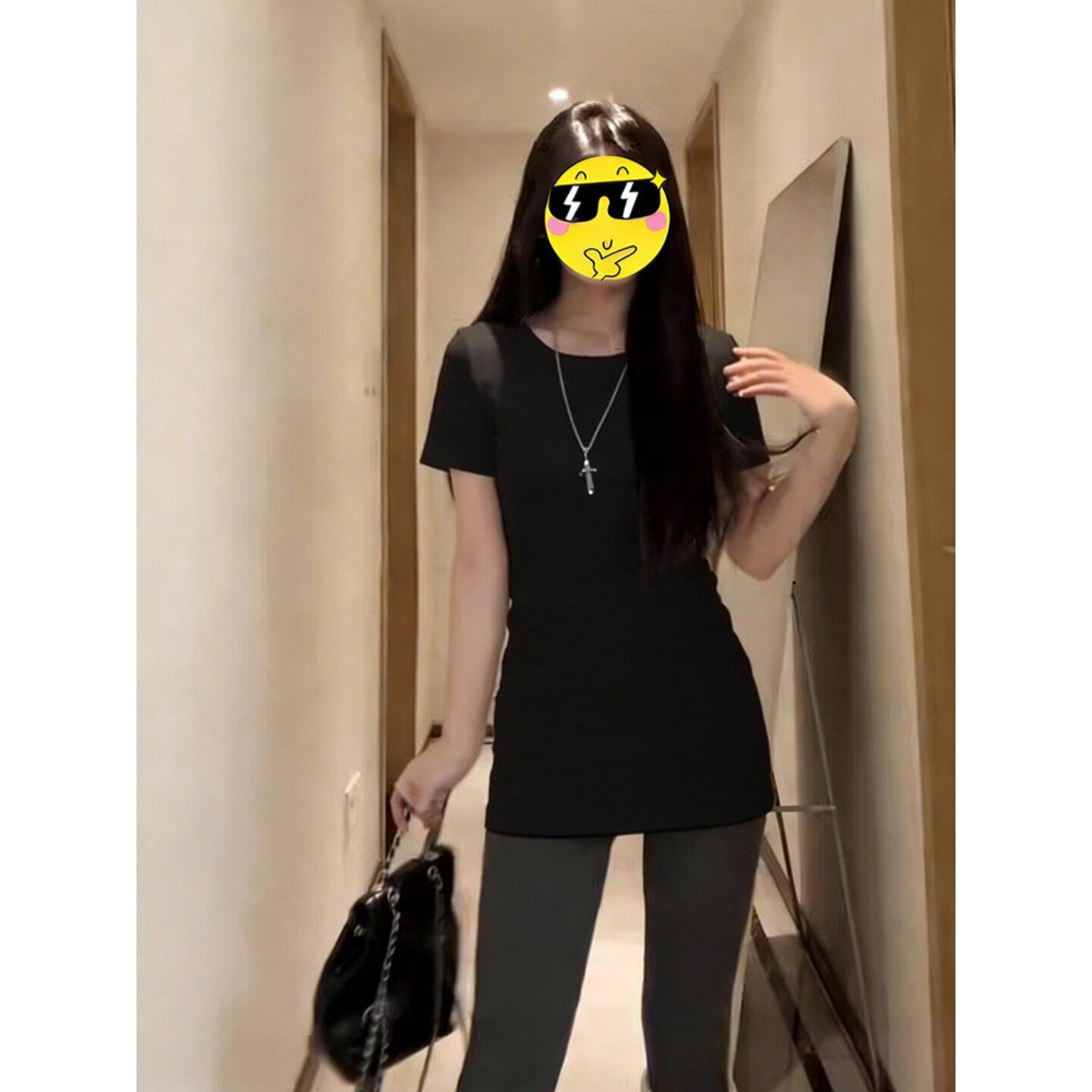 

Women s Slim-Fit Cotton Base Layer Top - Waist-Cinched, Medium-Length, Round Neck, Long Sleeve T-Shirt for Petite Spring/Autumn Wear M (90-100 jin)