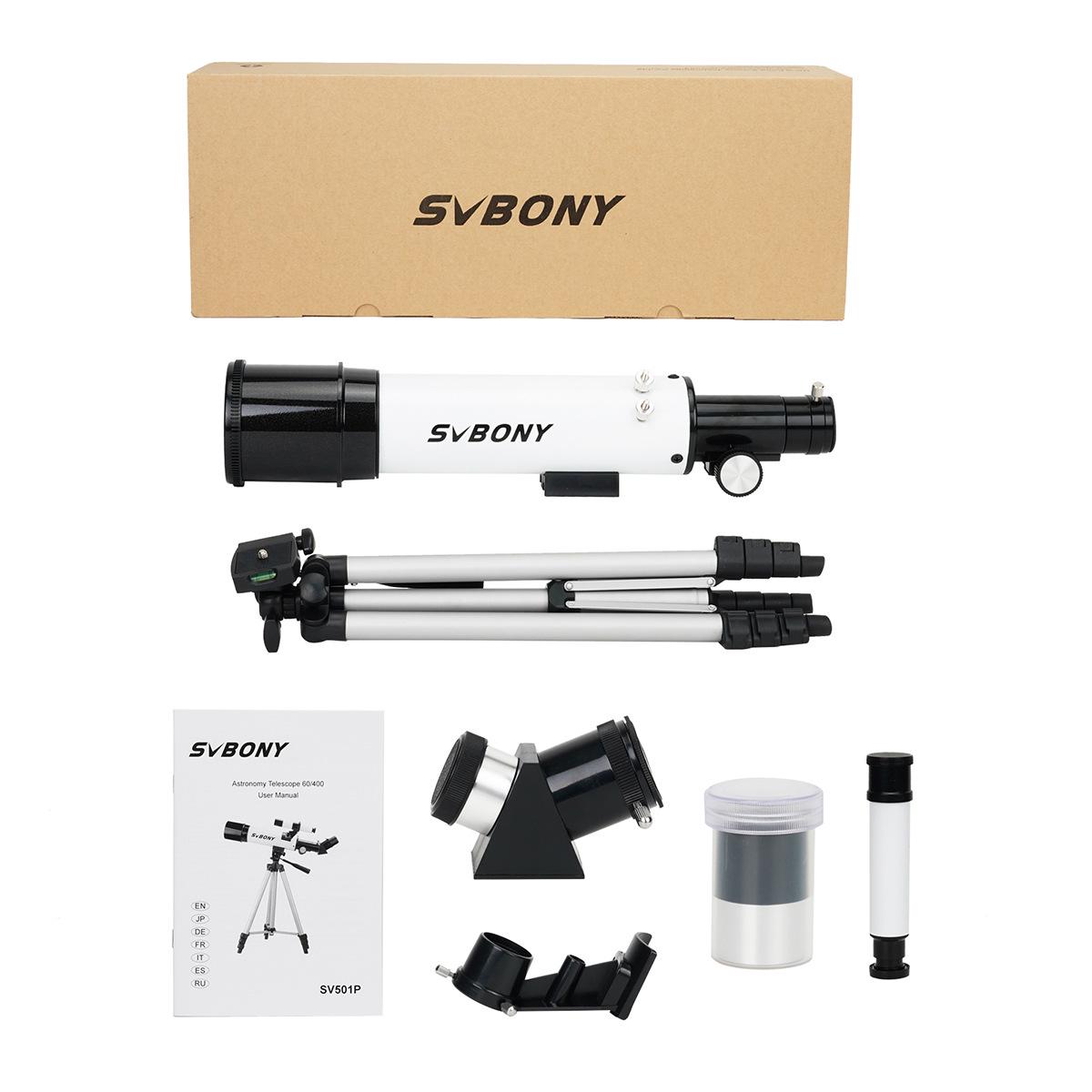 SVBONY SV501P 60/400mm Erect Image 20x Refractor Telescope for Moon Viewing