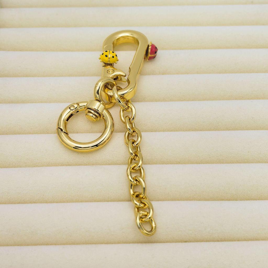 Gold-Plated Ladybug Charm Keychain - Creative, Rich Design with Pendant Ball