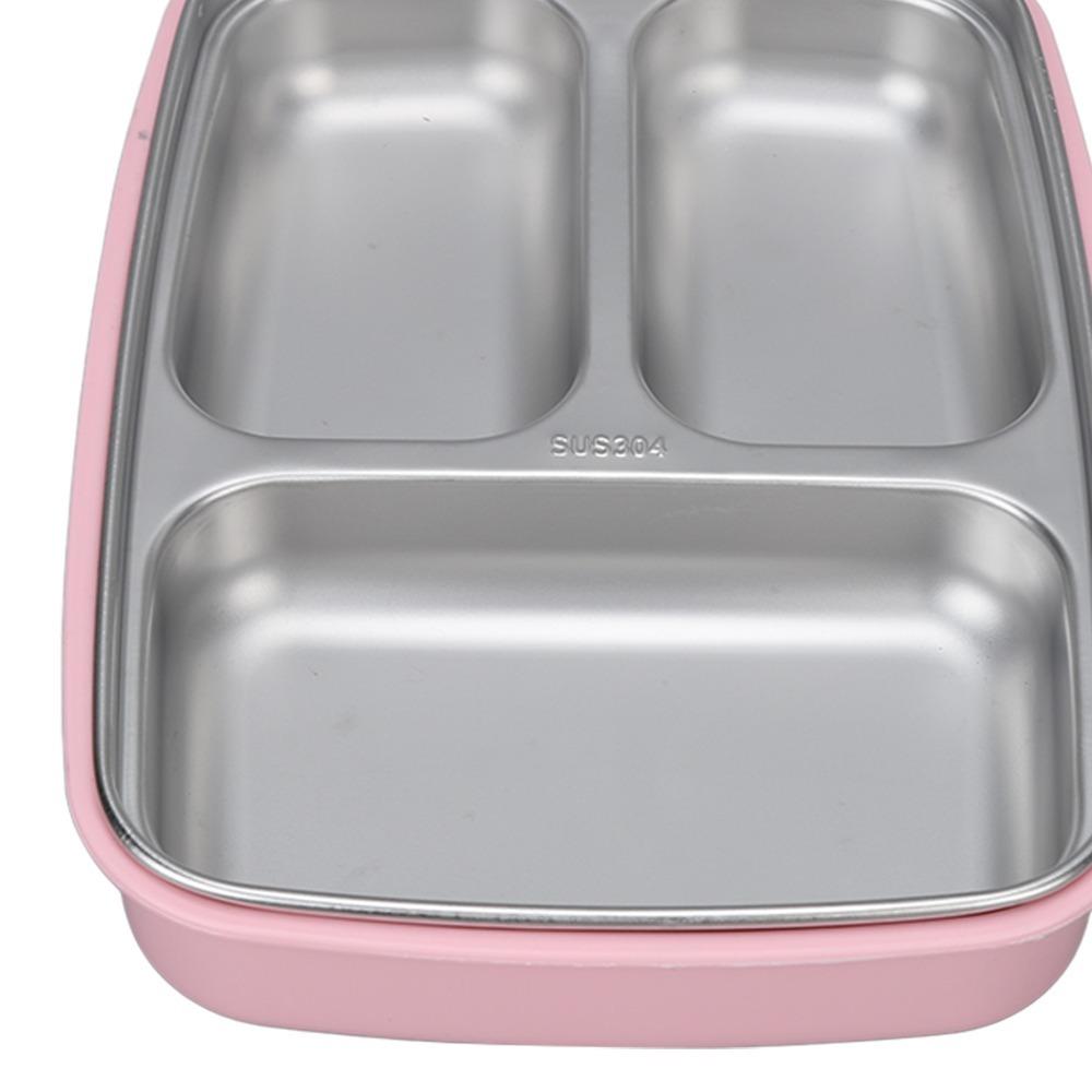 304 Stainless Steel Insulated Lunch Box 3 Compartment Food Storage Container  For Office
