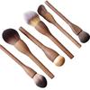 Large Vintage Walnut Wood 6-Piece Face Makeup Powder Brush Set Nylon Vegan Wood Handle Customizable Travel-Friendly Makeup