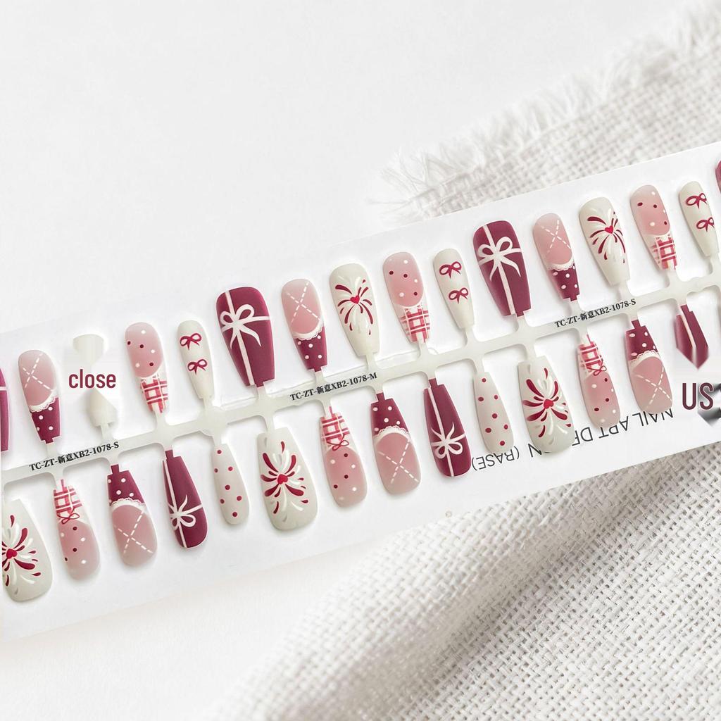 Cherry Red Fireworks & Butterfly French Press-on Nails: New Year Nail Art Tips