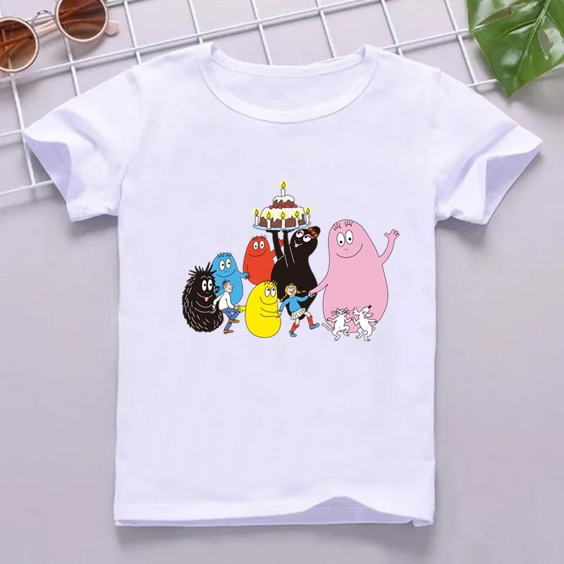 Hot Sale Cute Barbapapa Print Cartoon Kids T shirt Funny Girls Summer Tops Baby Boys Clothes Children Short Sleeve T-shirt