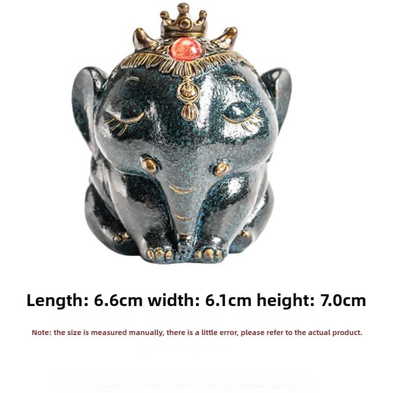 1PC Resin Small Elephant Tea Pet High Temperature Discoloration Tea Set Accessories Tea Table and Tray