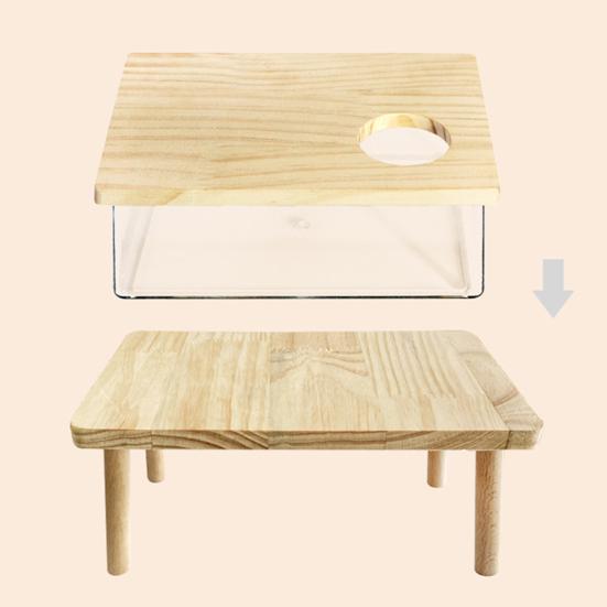 Yousheng Hamster Sandbox Transparent Visible Large Space Smooth Edge Burr Free Lid Design Take Bath Wood Hamster Shower Bathtub Sandbox Cage