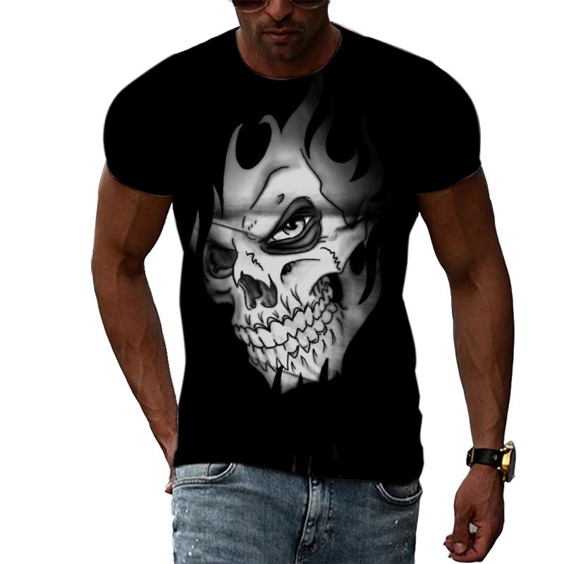 

Летняя мода Страх Черепа Графическая Повседневная Футболка с Принтом Хип-Хип Стиль Харадзюку Круглый Вырез Короткий Рукав Мужские Футболки 5XL