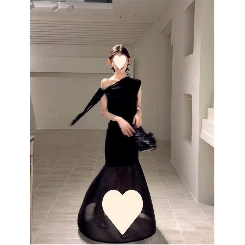 Summer Atmosphere, Beautiful Temperament, Waist and Thin Slanted Shoulder Hip Dress, Children's New Summer Long Dress