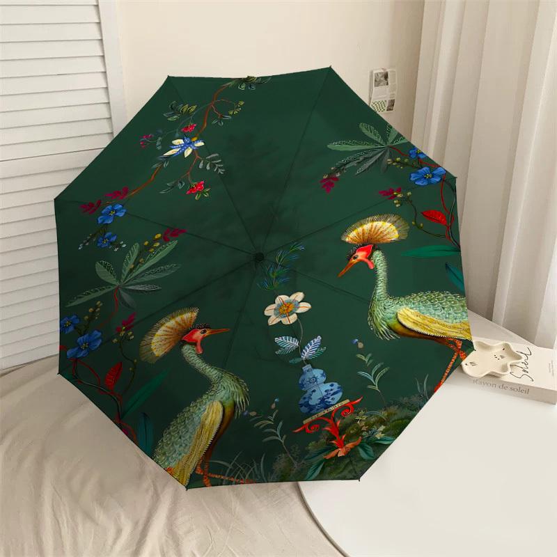 

1PC Birds FlowersAutomatic Open/Close Umbrella with Windproof, 8-Rib Sturdy Canopy, Durable Ribs, Fashionable Design1297A