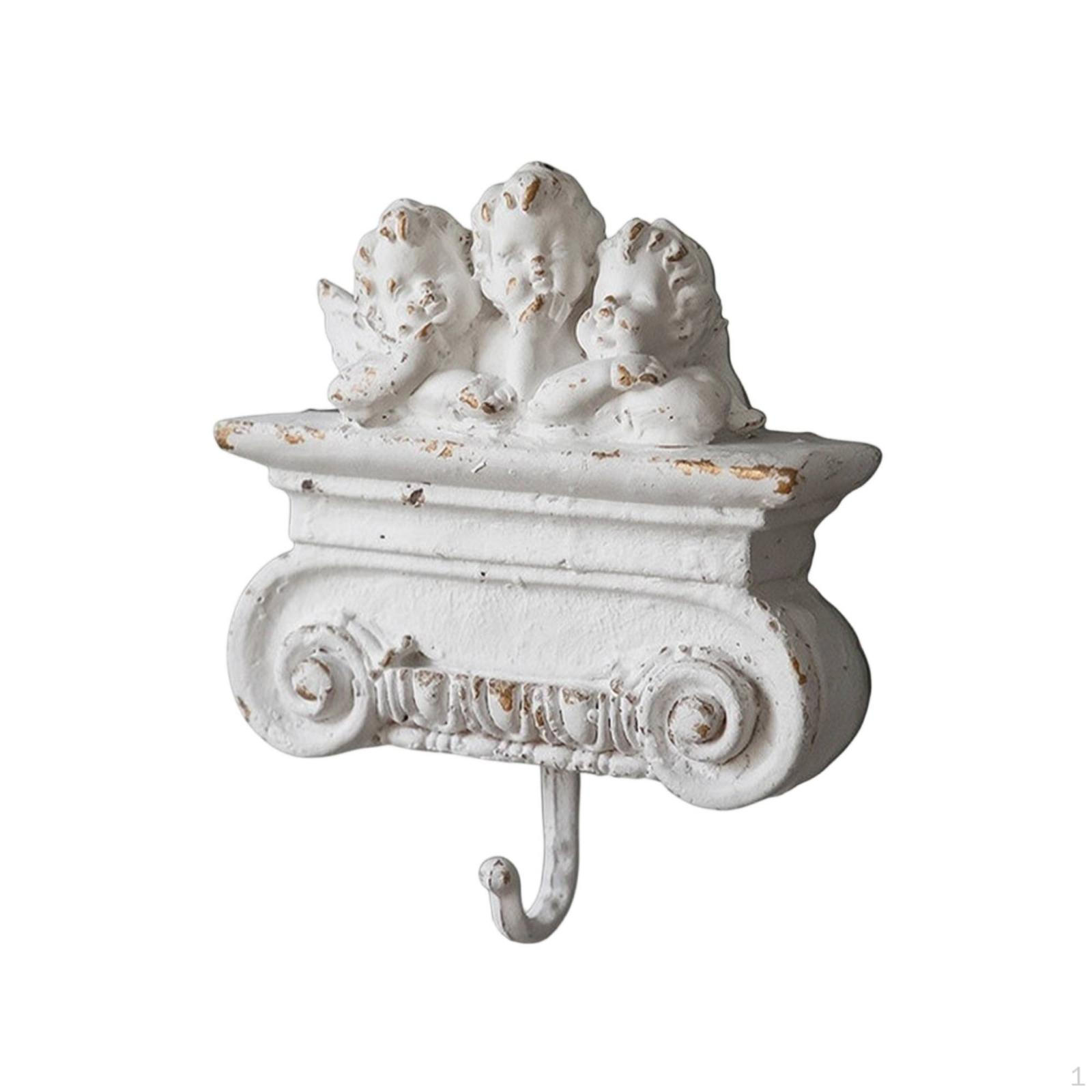 Angel Wall Hook Ornate Cherub Vintage Plaque for Entryway, Bedroom, Hallway Mbk004
