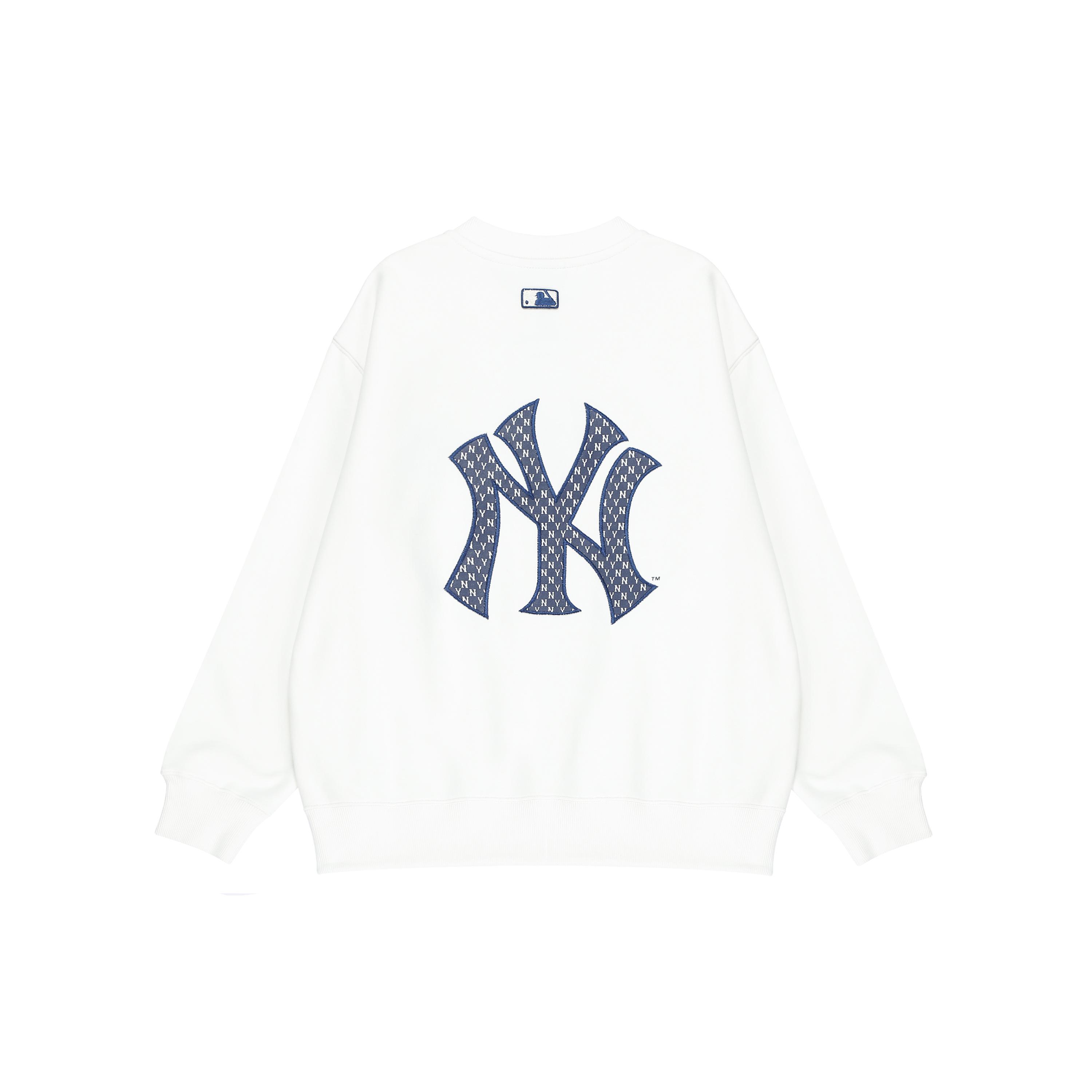 MLB MONOGRAM Нью-Йорк Янкис Толстовки Унисекс Белый Круглый вырез Средний Обычный 3AMTM0124-50IVS S