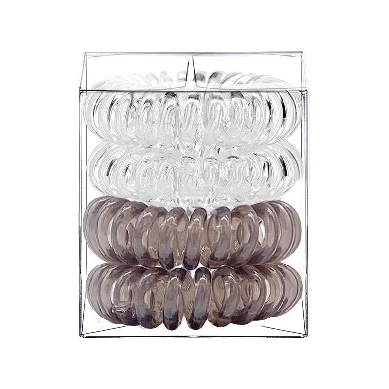 Telephone Wire Elastic Hair Rubber Bands Transparent Spiral Hair Ties Rings Gum for Women Hair Accessories
