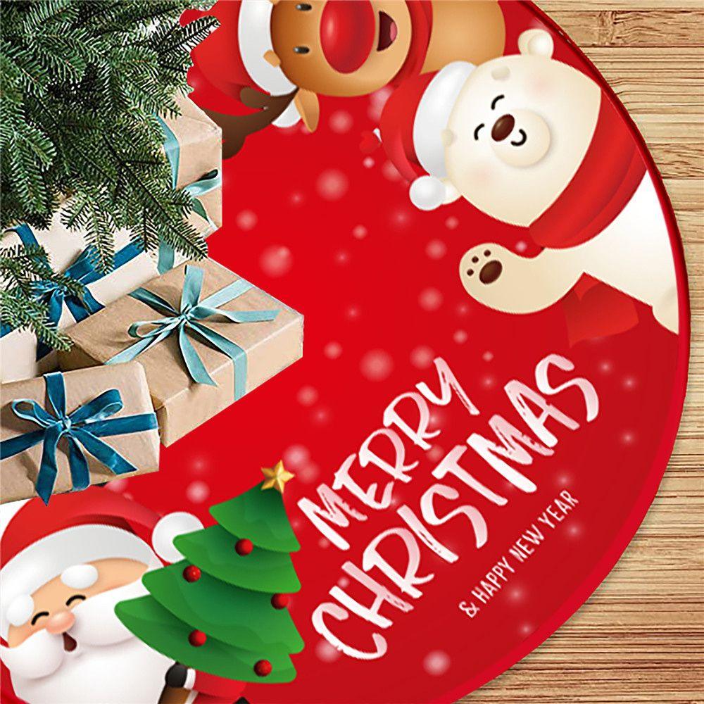 Merry Christmas Floral Happy New Year Christmas Trees Skirt Xmas Floor Cover Party Decor Apron