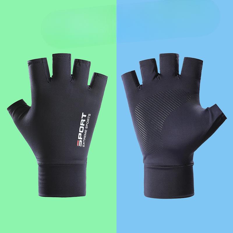 Sunscreen Gloves for Men and Women In Summer Lure Thin Ice Silk Driving Leak Two Fingers Fishing Half Finger Cycling Fishing Gloves