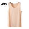 Women Seamless Ice Silk Vest Bottoming Sleeveless Pure Color Plus Size Stretchy Round Neck Dry Cooling Camisole Summer Dating Office Vacation