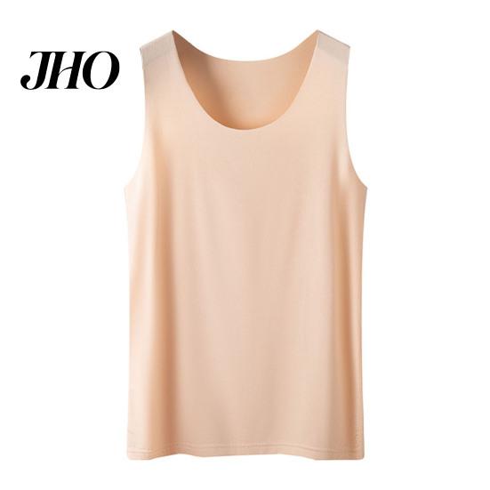 Women Seamless Ice Silk Vest Bottoming Sleeveless Pure Color Plus Size Stretchy Round Neck Dry Cooling Camisole Summer Dating Office Vacation