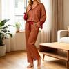 Women's Long Sleeve Top with Chest Pocket and Pants Casual Pajama Set