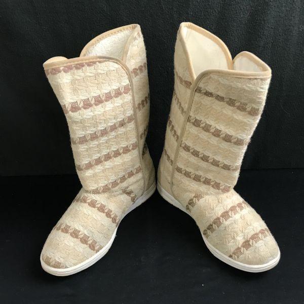adidas lined autumn winter tweed boots women's 23.5 beige(USED)
