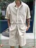 Herren-Set: Leinen-Kurzarmhemd & Baumwollshorts für den Strand - Old Money Stil, Atmungsaktive Urlaubsbekleidung