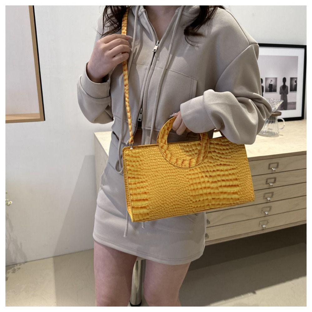 Casual PU Leather Women Handbags High-capacity Crocodile Pattern Square Bag Female Clutches
