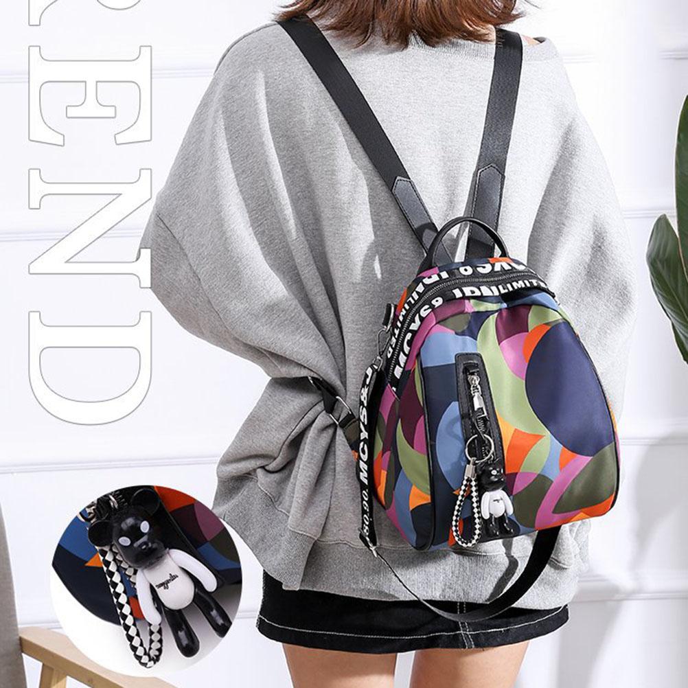 Dámský batoh Oxford látka přívěsek medvěda dívčí batoh přes rameno ležérní studentský batoh